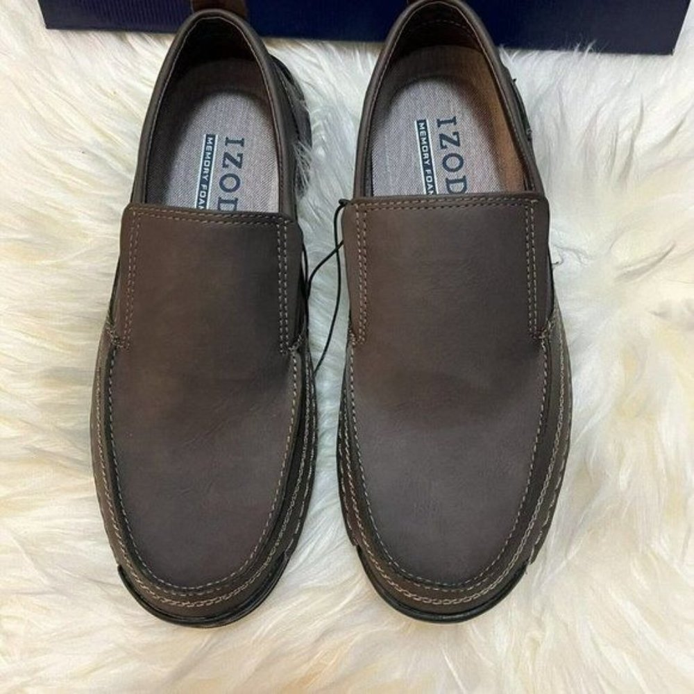 NEW!! Izod Thomas Men's Brown Slip-On Memory Foam Shoes Size 10,10.5, 11 12 - Picture 2 of 11